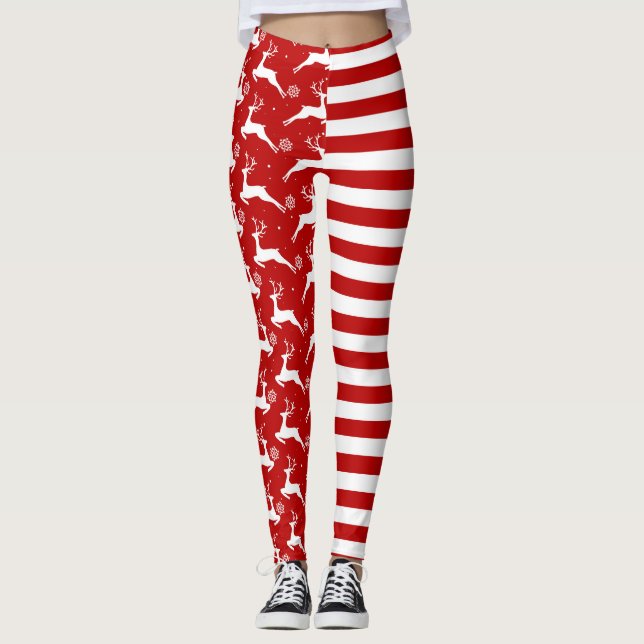 Leggings Noël des cerfs et des branches (Devant)