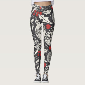 Leggings Noël Dessiné à la Main : Gui Pin Sans Couture.
