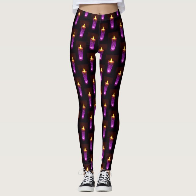Leggings Noël Diwali Flames Funny Candle Motif (Devant)