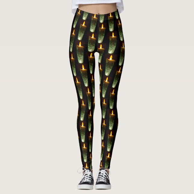 Leggings Noël Diwali Flames Funny Candle Motif (Devant)
