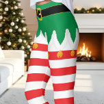 Leggings Noël Elf Green et Red Stripe vacances<br><div class="desc">Embrassez l'esprit de vacances avec ces légendes ludiques d'inspiration personnelle, avec un arrière - plan vert festif avec des rayures rouges joyeuses. Parfait pour répandre la joie de Noël lors des fêtes de vacances, des nuits douillettes au coin du feu, ou même une course amusante dans la neige. Le tissu...</div>