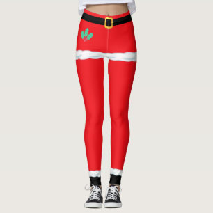 Leggings Noël Elf Santa Claus Rouge