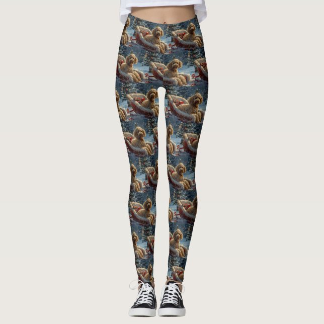 Leggings Noël Festif au Chien Caniche (Devant)