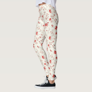 Leggings Noël floral marron crème