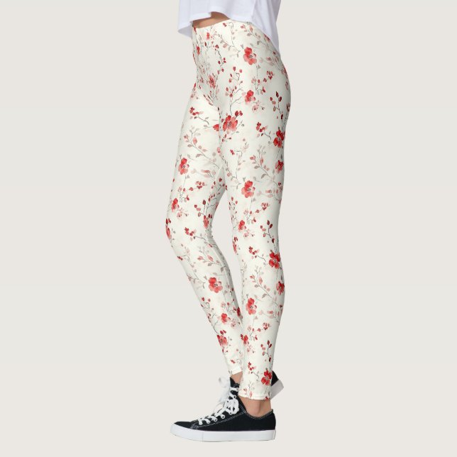 Leggings Noël floral marron crème (Gauche)