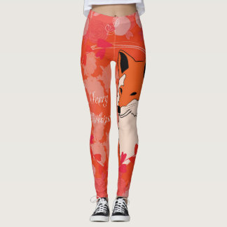 Leggings noël, noël, renard, fleurs, nature, gi