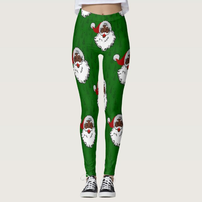 Leggings noël noir santa claus (Devant)
