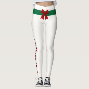 Leggings Noël personnalisé Deep Merlot Bow Evergreen Pine
