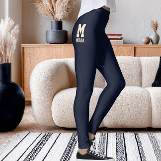 Leggings Noël personnalisé Deep Navy Classique Champagne
