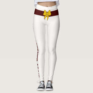 Leggings Noël personnalisé Oxblood Champagne Or Bow Crème