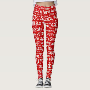 Leggings Noël Rouge Joyeux Noël Père Noël hiver