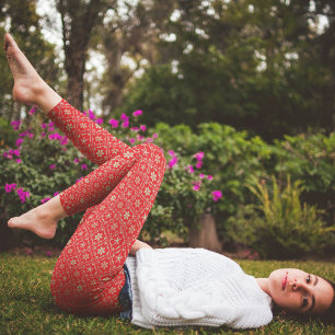 Leggings Noël Simple Red Snowflake Hiver mignon Motif