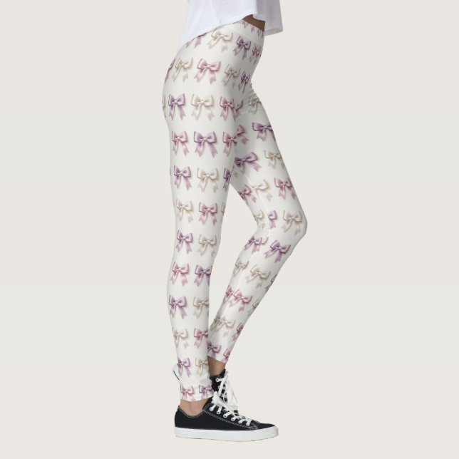 Leggings Nœuds Féminins Motif Pastel Mignon (Droite)