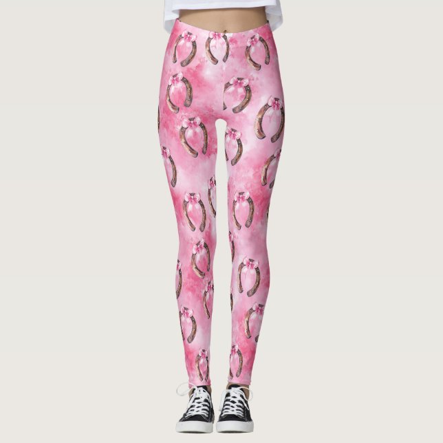 Leggings Nœuds Rose Féminin Fer à Cheval (Devant)