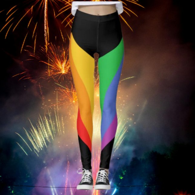Leggings noir arc-en-ciel radieux (Créateur téléchargé)