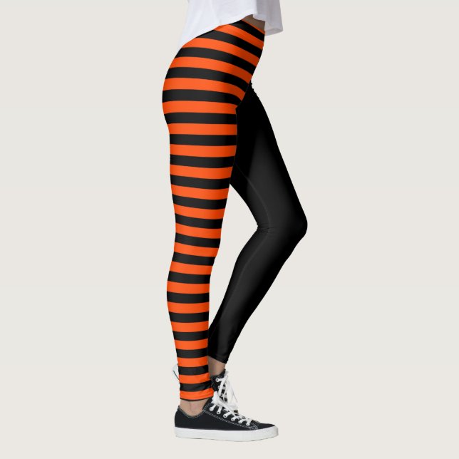 Leggings Noir asymétrique et orange rayé (Droite)