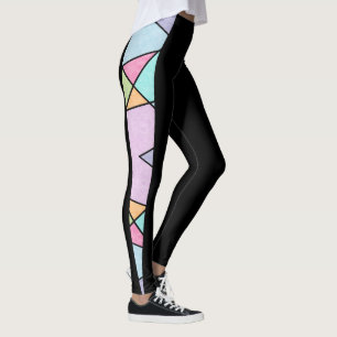 Leggings Noir aux couleurs pastel Géométrique Moderne Abstr