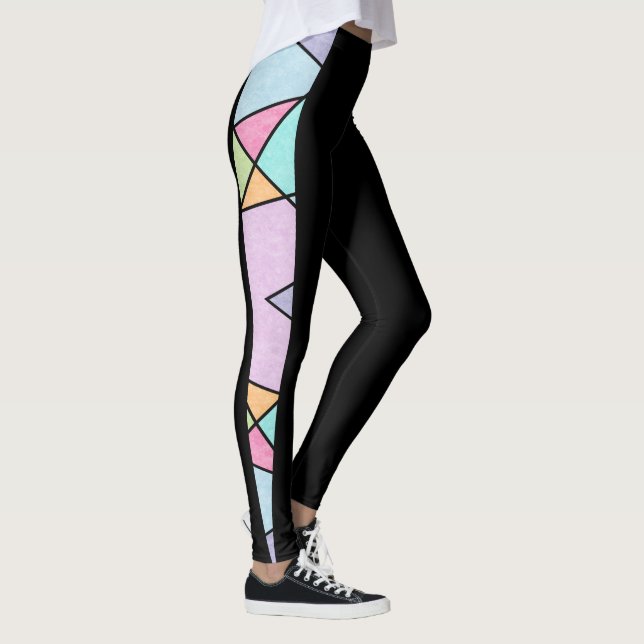Leggings Noir aux couleurs pastel Géométrique Moderne Abstr (Droite)