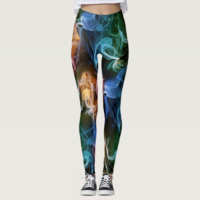 Leggings Noir avec couleur Liquide Motif de fumée (Devant)