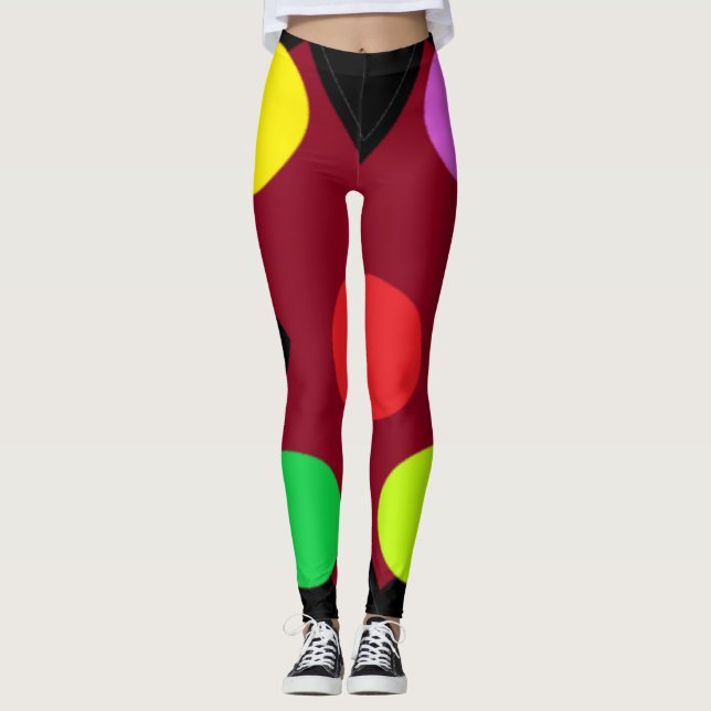 Leggings Noir avec grandes formes et couleurs (Devant)
