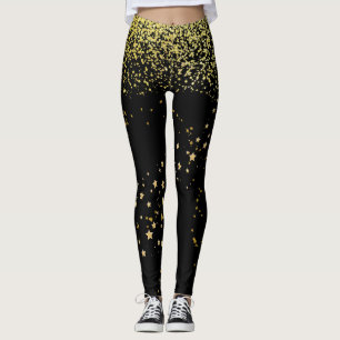 Leggings Noir avec pattes d'accentuation or