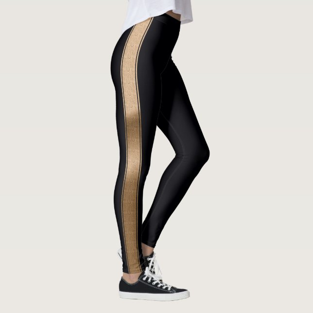 Leggings Noir avec pattes Motif à huile d'or (Droite)