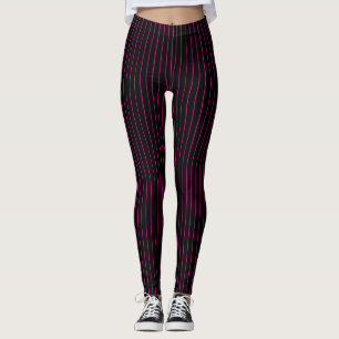 Leggings Noir avec Pinstripe rose