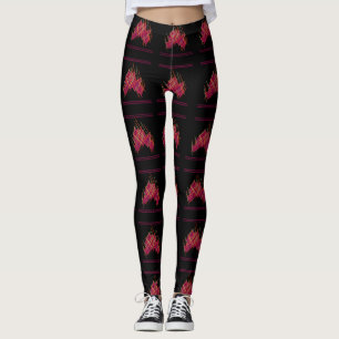 Leggings Noir avec vin de raisin couleur design motif