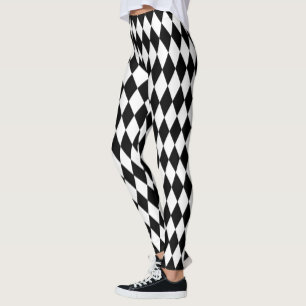 Leggings Noir blanc Arlequin Diamonds Motif Design
