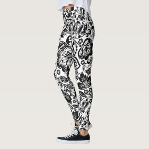 Leggings Noir & Blanc Baroque Floral Damas