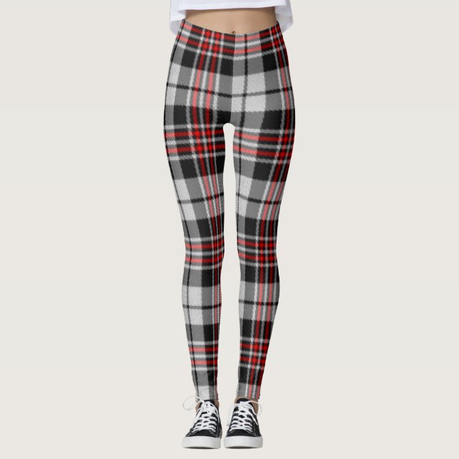 Leggings Noir blanc et rouge plu (Devant)