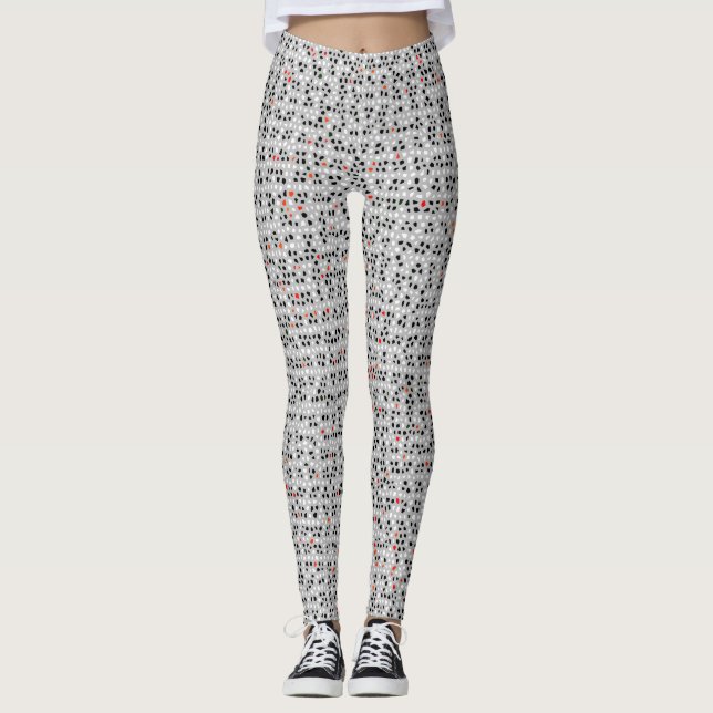 Leggings Noir blanc rouge Abstrait Motif chic (Devant)