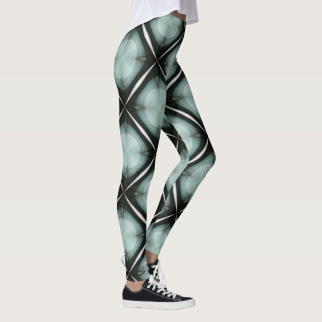 Leggings Noir Bleu et Blanc Diamants Géométriques (Droite)