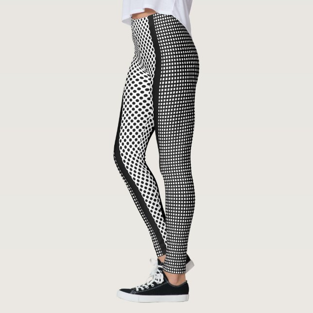 Leggings Noir Chèques Points Bandes U Choisir Couleur Barri (Gauche)