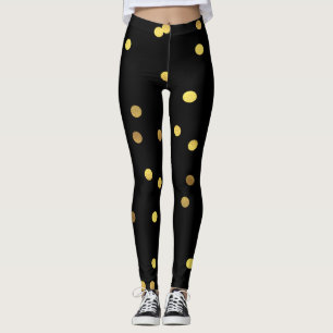 Leggings Noir chic de confettis de feuille d'or