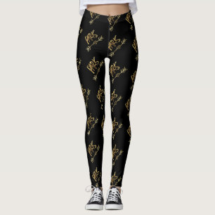 Leggings Noir d'amour de Paris France et typographie de
