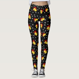 Leggings Noir de tintement du carillon et de Noël d'étoiles