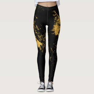 Leggings Noir éclaboussé par or