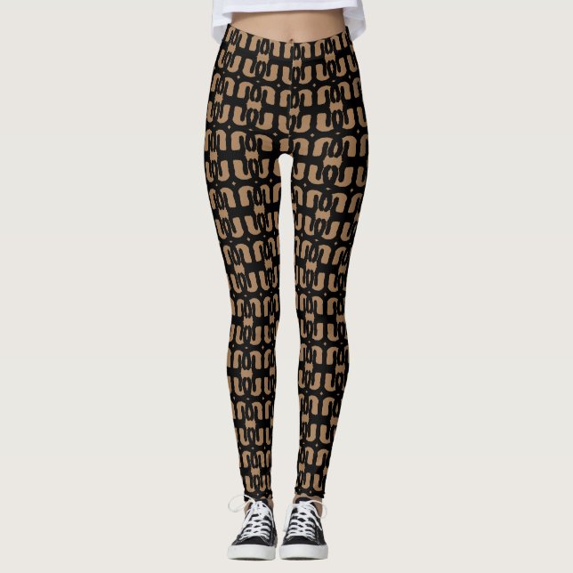 Leggings Noir et beige moderne (Devant)