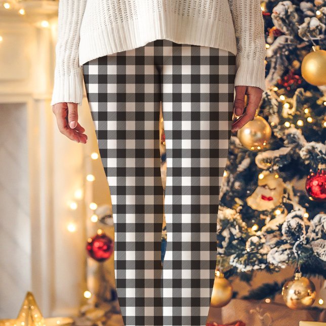 Leggings Noir et blanc Buffalo Plaid Noël (Créateur téléchargé)