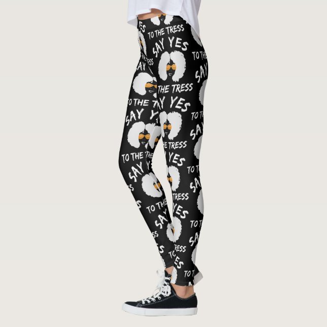 Leggings Noir et blanc Gros afro dire oui (Gauche)