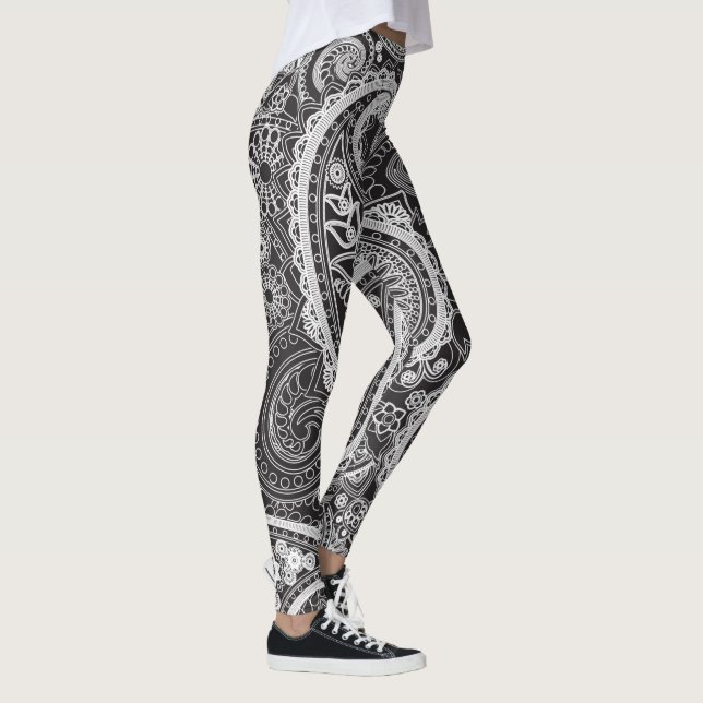 Leggings Noir et blanc paisley (Droite)