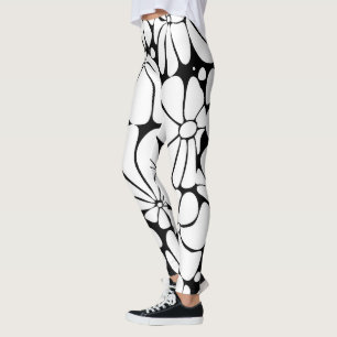 Leggings Noir Et Blanc Retro les années 70 Design Graphique