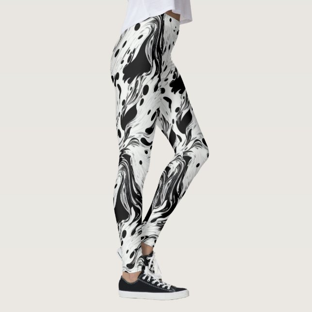 Leggings Noir et blanc Swilring Pois liquides (Droite)