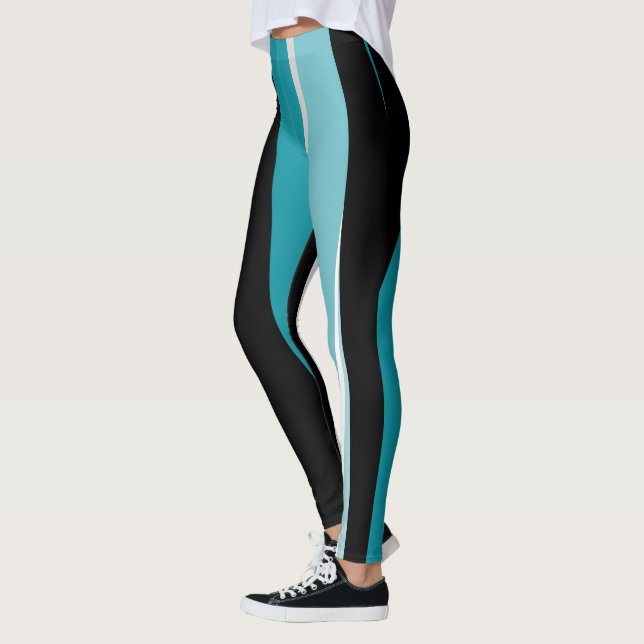 Leggings Noir et blanc turquoise (Gauche)