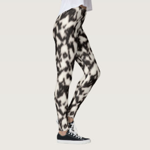 Leggings Noir et Crème Blanc Faux Fourrure animale