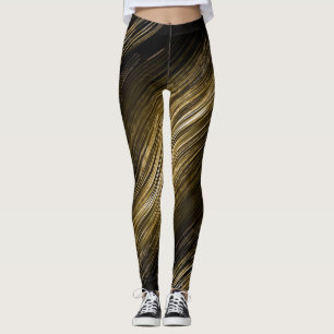 Leggings noir et or Élégants leggins rétro modernes