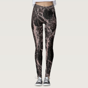 Leggings Noir et or rose Paillettes Rose Marbre Glamour Ten