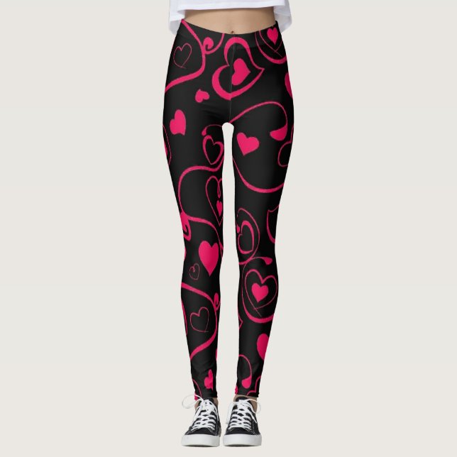 Leggings Noir et rose legger une nouvelle mode legger noir (Devant)