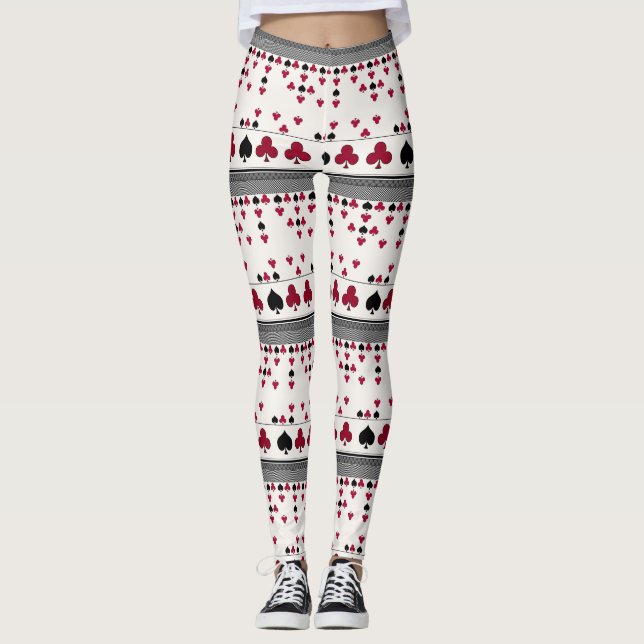 Leggings noir et rouge, motif de mode (Devant)